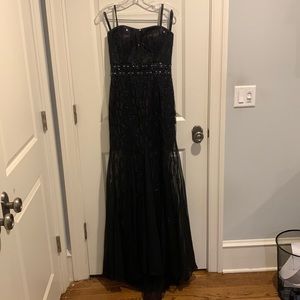 Tony Bowls black sequin strapless prom/pageant dress